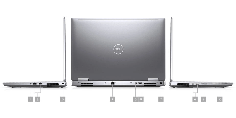 Laptop Dell Precision 7540 XEON E-2276M T2000 kết nối ngoại vi đầy đủ